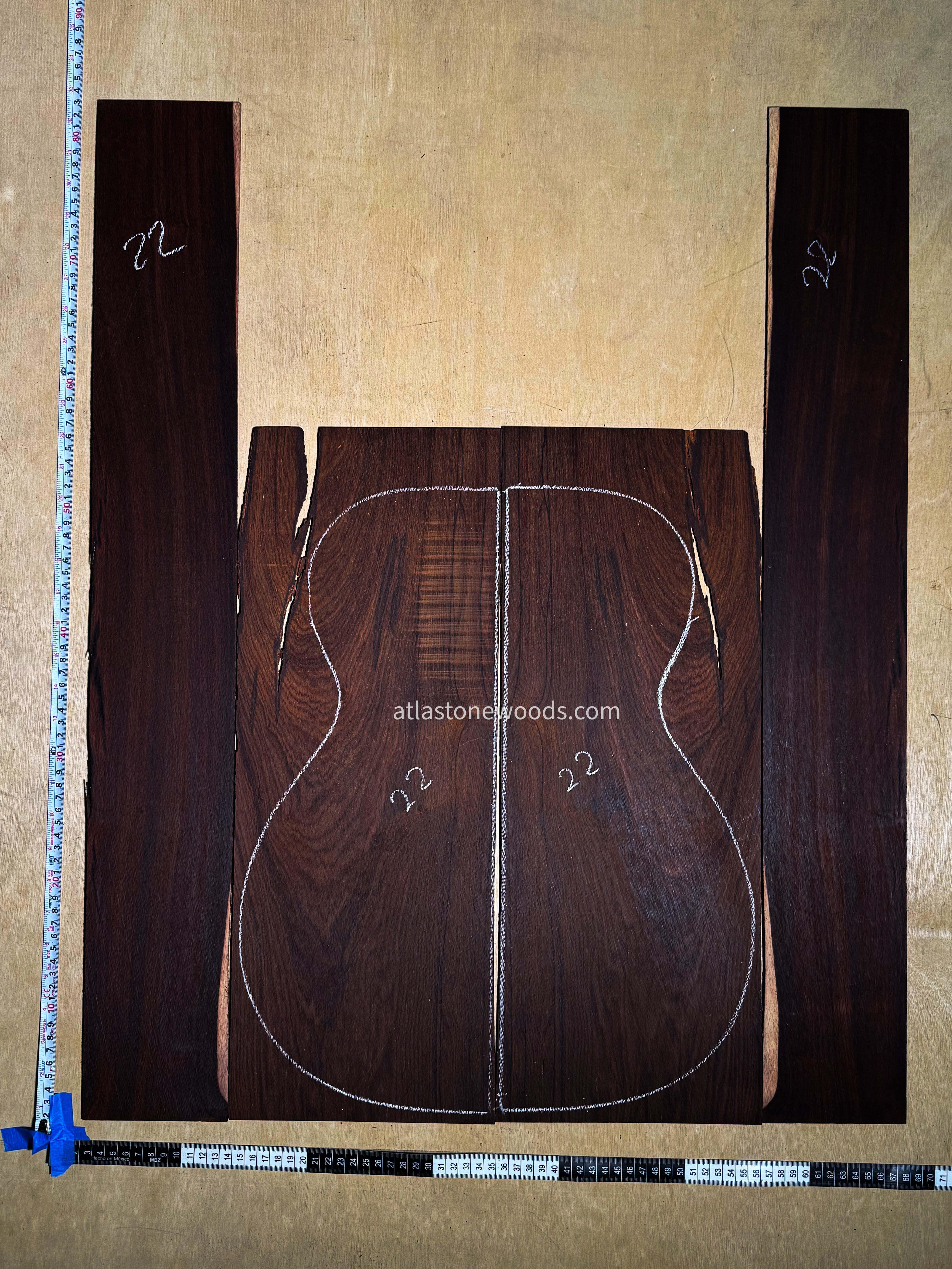 Set de Fondo y Aros de Cocobolo (Dalbergia Retusa) - tamaño OM o 000