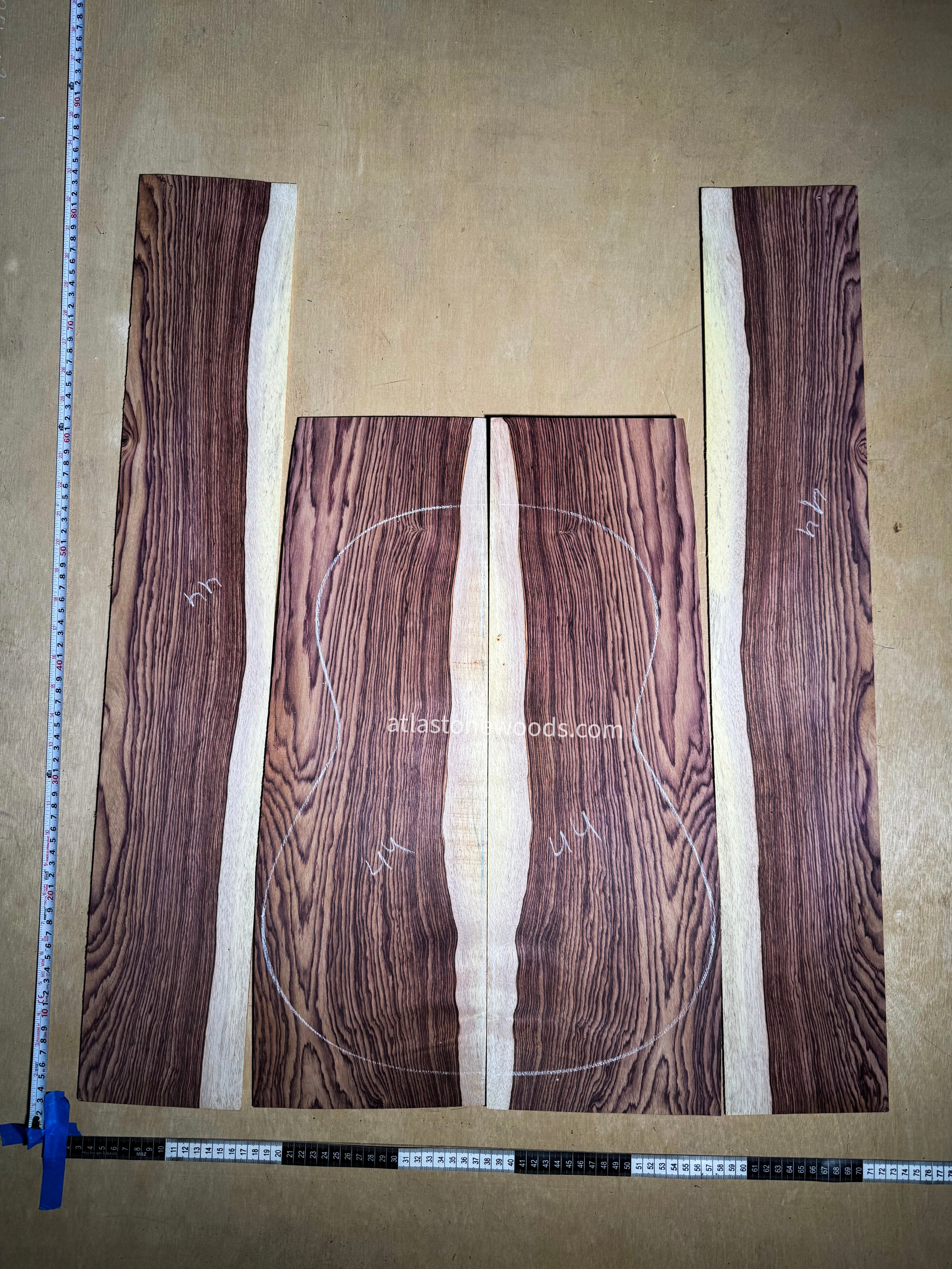 Set de fondo y aros de Paloescrito (Dalbergia Paloescrito) para guitarra clásica
