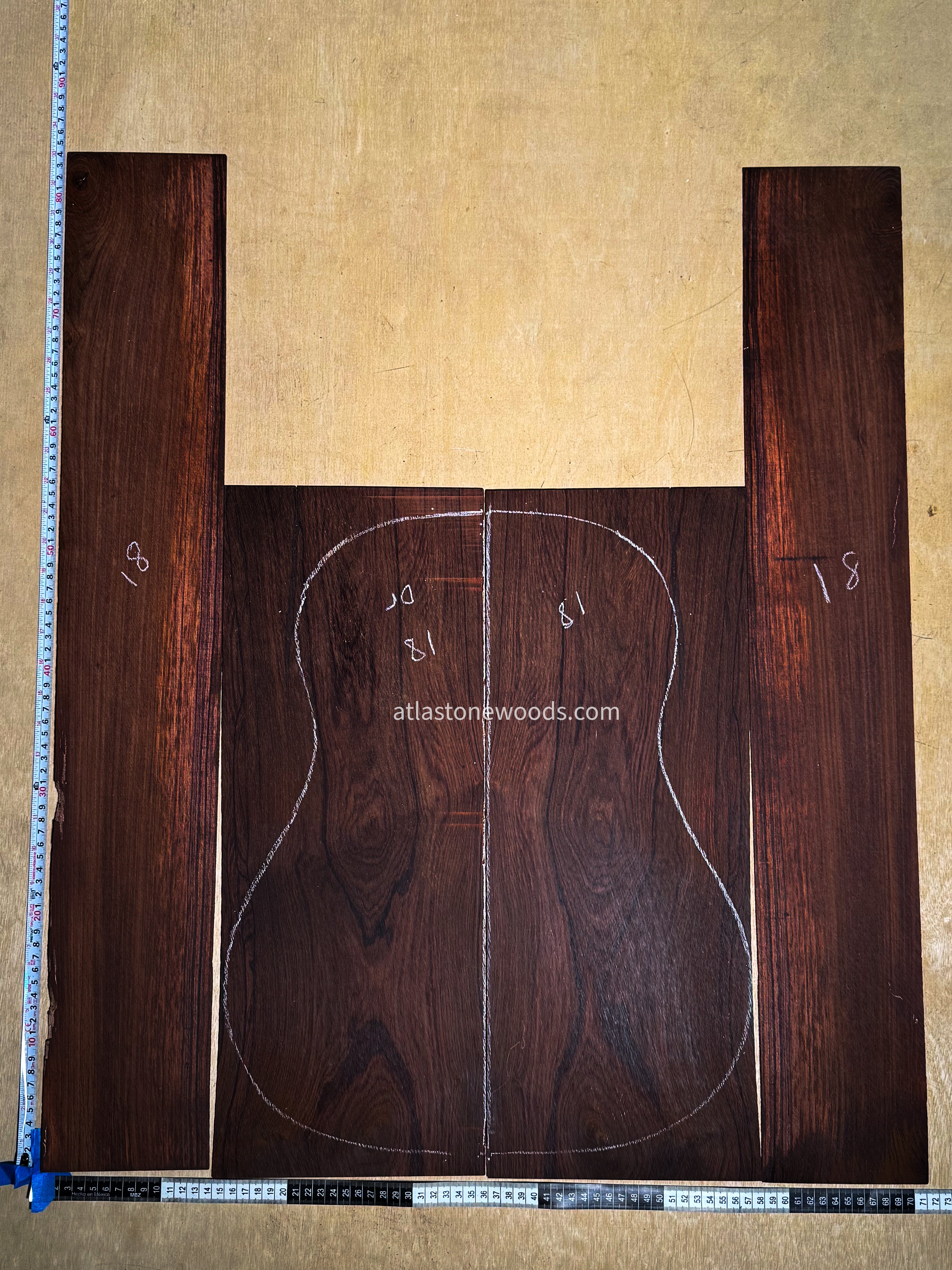 Set de Fondo y Aros de Cocobolo (Dalbergia Retusa) - tamaño Dreadnought