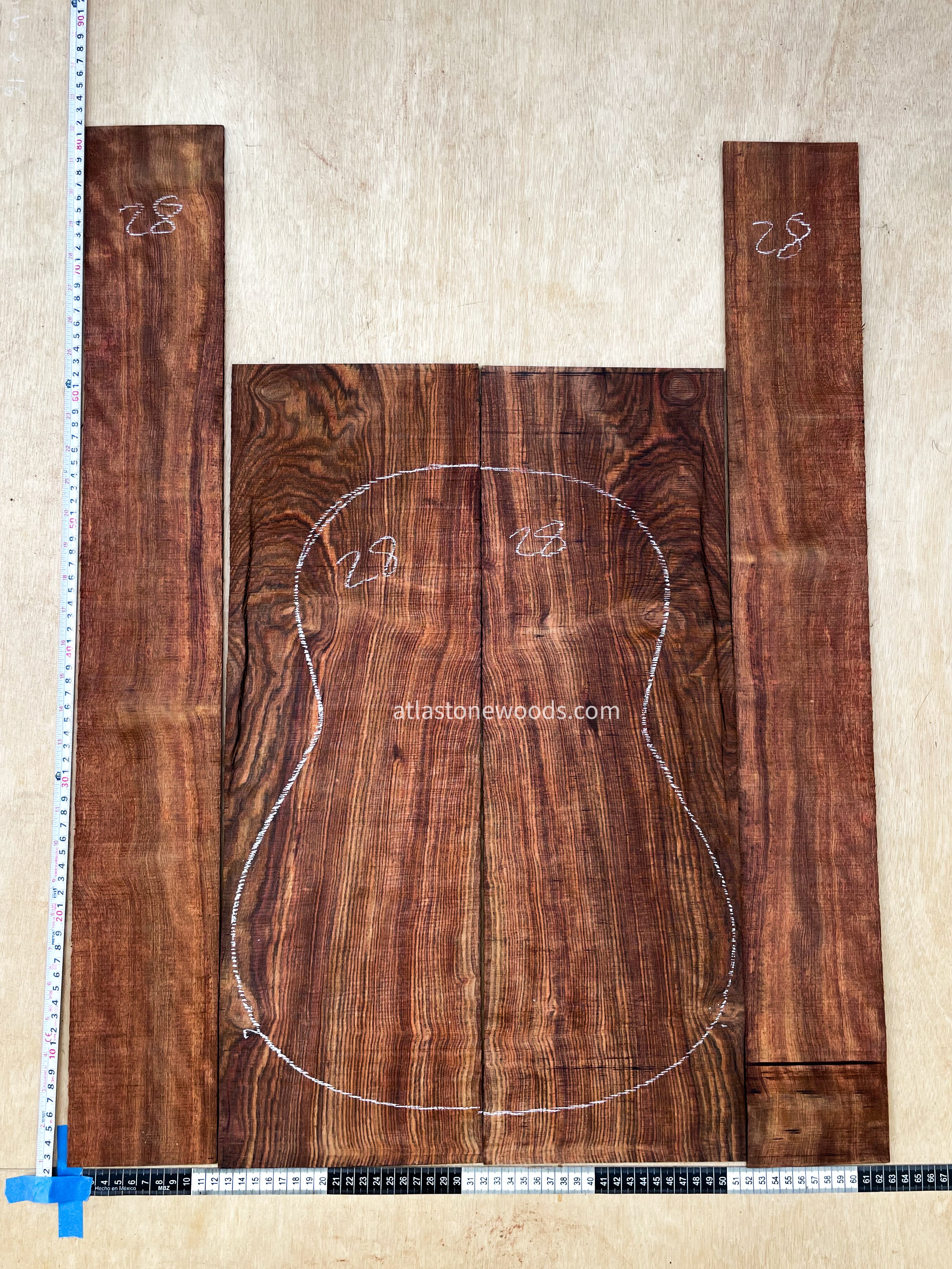 Set de Fondo y Aros de Cechén / Caribbean Rosewood (Metopium brownei)