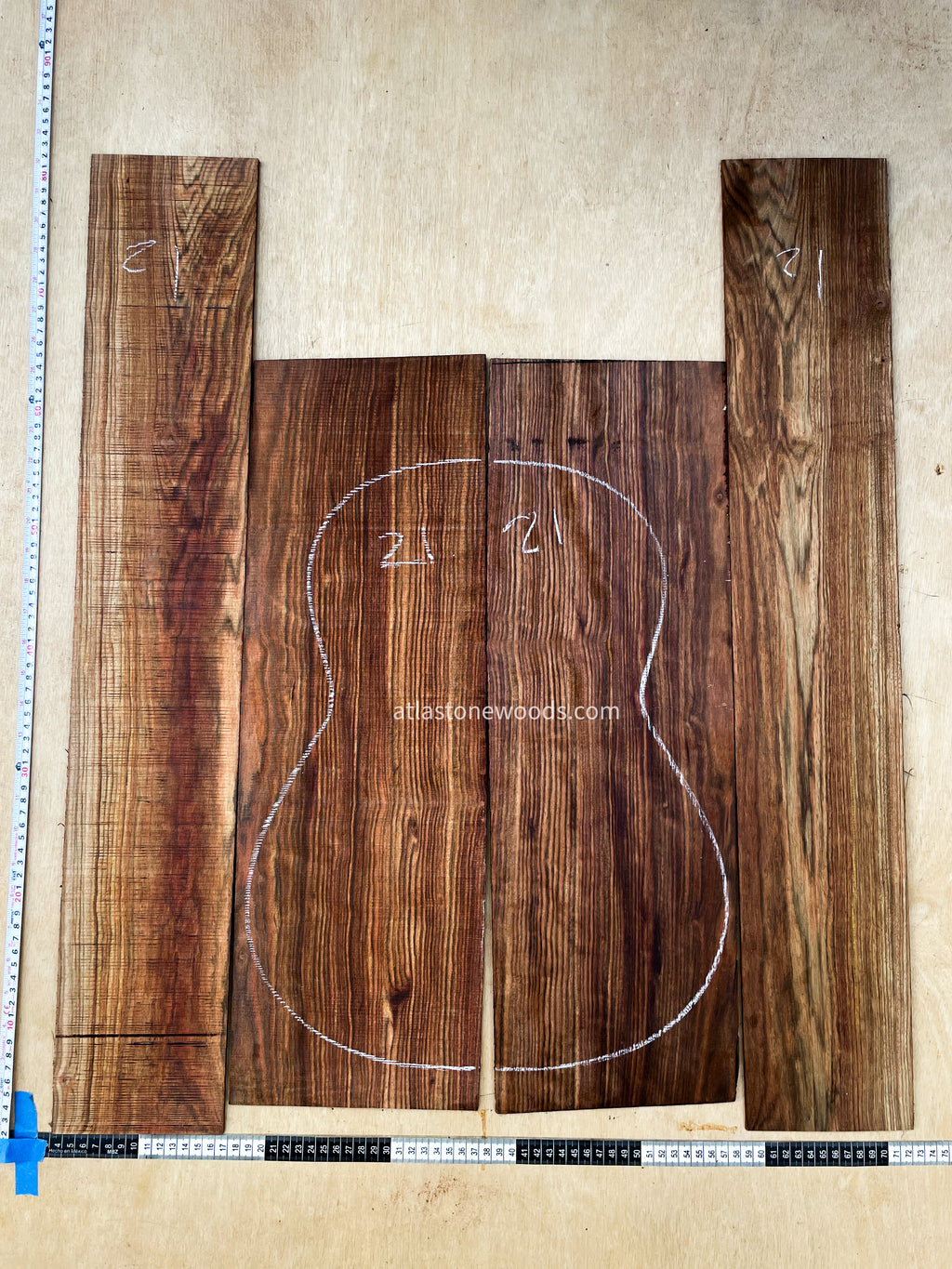 Set de Fondo y Aros de Cechén / Caribbean Rosewood (Metopium brownei)