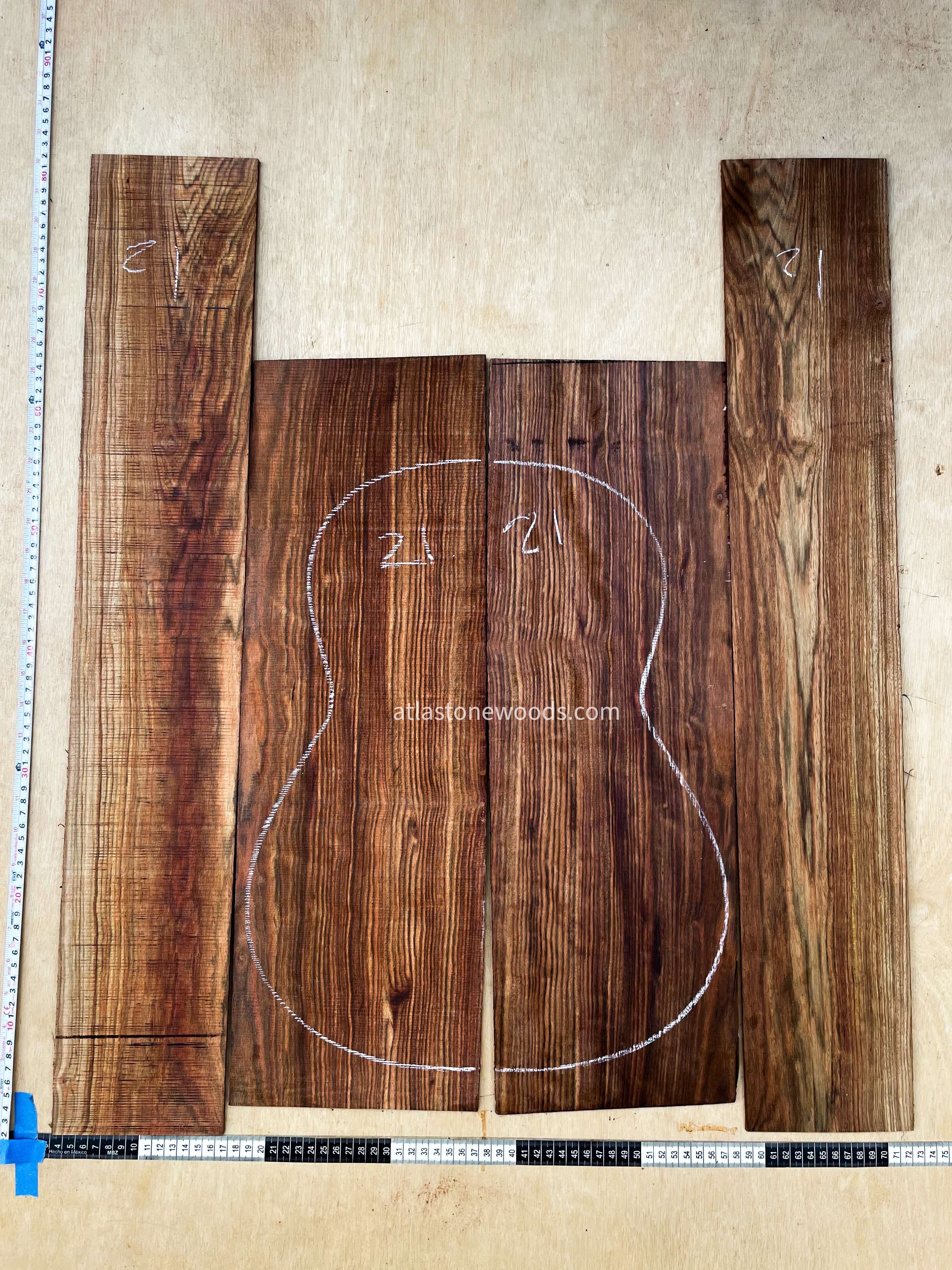 Set de Fondo y Aros de Cechén / Caribbean Rosewood (Metopium brownei)