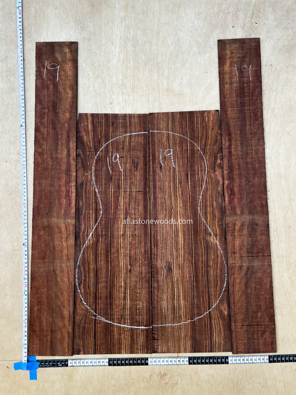 Set de Fondo y Aros de Cechén / Caribbean Rosewood (Metopium brownei)
