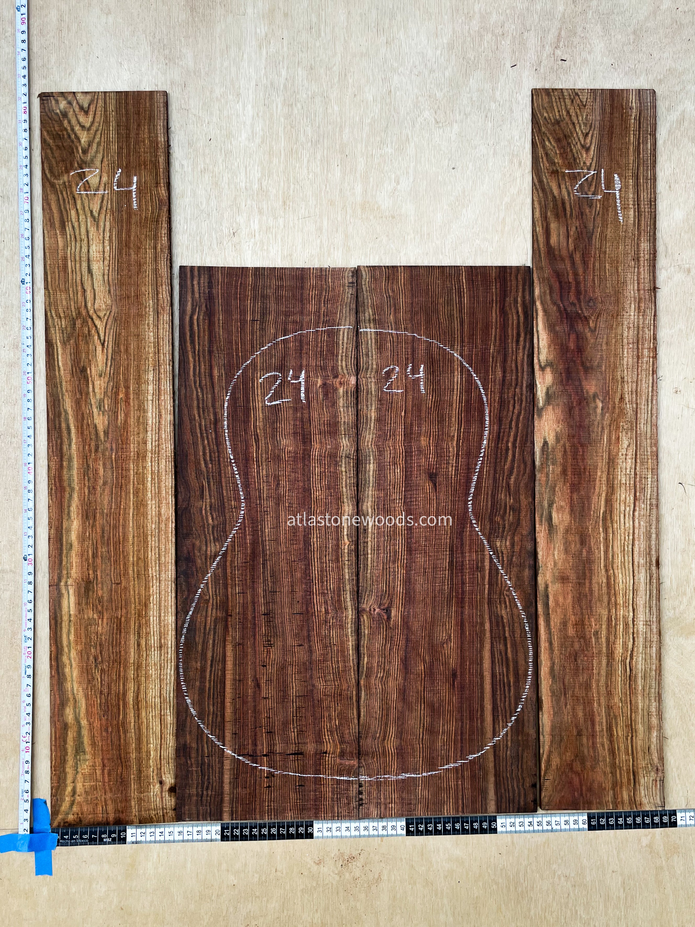 Set de Fondo y Aros de Cechén / Caribbean Rosewood (Metopium brownei)